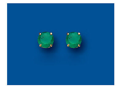 9ct Gold Emerald Solitaire Stud Earrings Yellow Gold Hallmarked Round 5mm Studs