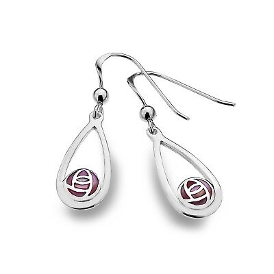 Mackintosh Rose Teardrop Earrings Pink Mother of Pearl 925 Sterling Silver Drops