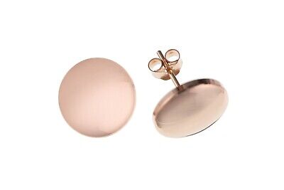 Rose Gold Button Stud Earrings 10mm 9 Carat 375 Hallmark British Made