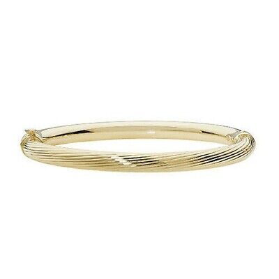 Ladies Yellow Gold Bangle Twist Design British Made Hallmarked Womens Bracelet