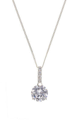 Sterling Silver Solitaire Pendant 18" Chain 925 Hallmark