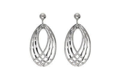 Silver Diamond Cut Earrings Drop Drops 925 hallmark