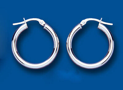 Hoop Earrings White Gold Plain Creole 20mm