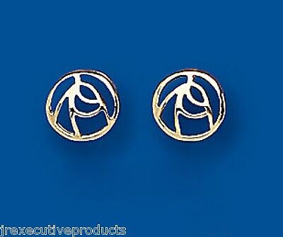 9ct Mackintosh Stud Earrings Yellow Gold Rose Design Studs British Made