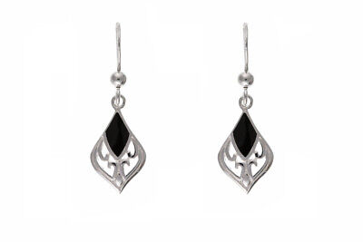 Real Onyx Silver Earrings Drop Drops Natural Stone 925 Hallmark