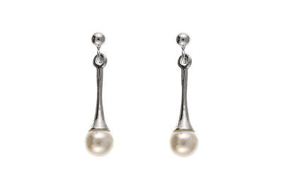 Sterling Silver Pearl Earrings Drop Drops Dangly 925 Hallmark