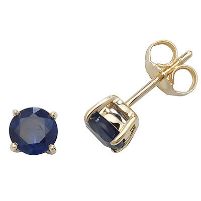 Sapphire Pendant and Earrings Set Classic Solitaire 9ct Yellow Gold Hallmarked
