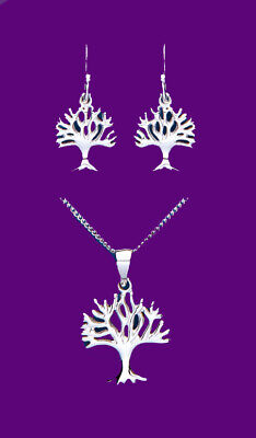 Tree of Life Set Pendant and Drop Earrings Sterling Silver 925 Hallmark Box New