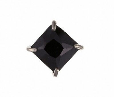 Mens White Gold Earrings Black Square Stud