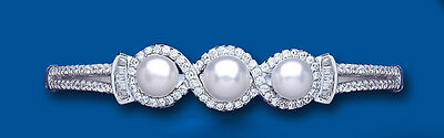 Ladies Freshwater Cultured Pearl Bangle Sterling Silver Hallmarked