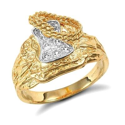 9ct Yellow Gold Cubic Zirconia Saddle Ring Fully hallmarked
