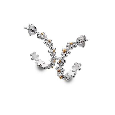 Daisy Chain Hoop Earrings Solid Sterling Silver 925 Hallmarked Hoops