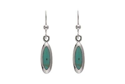 Real Turquoise Silver Earrings Drop Drops Natural Stone 925 Hallmark