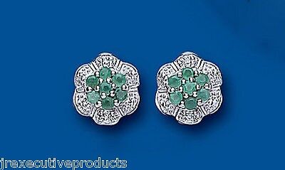 Emerald Earrings Diamond Stud Sterling Silver Studs Natural Stones