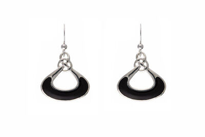 Onyx Set Solid Silver Pendant and Drop Earrings Hallmarked