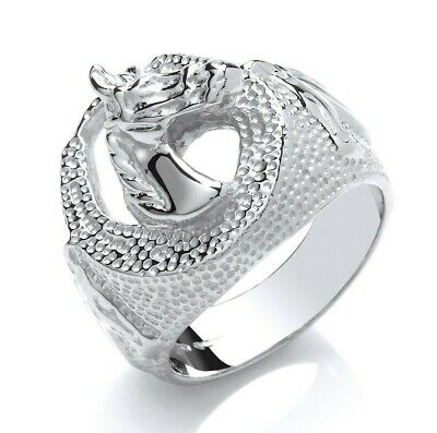 Gents Horseshoe Ring Solid Sterling Silver Hallmarked Full Hallmarked Size T - Y