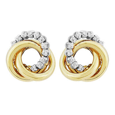 Diamond Fancy Hoop Stud 9ct Yellow Gold Earrings British Made 8mm