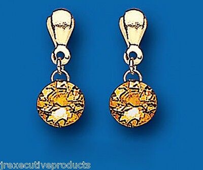 9ct Yellow Gold Citrine Drop Earrings Hallmarked November Birthstone