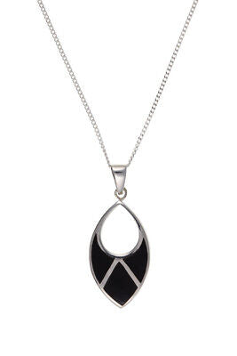 Real Onyx Silver Pendant Necklace Natural Stone 18" Chain 925 hallmark
