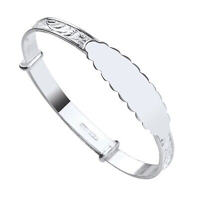 Silver Identity Baby Bangle Girls Boys Christening 925 Hallmark British Made Box