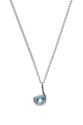 Blue Topaz Silver Pendant Necklace Real Stone 925 Hallmark British Made