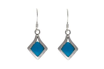 Turquoise Earrings Sterling Silver Drop 925 Hallmark British made