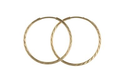 Gold Sleeper Hoop Earrings Sleeper Medium Weight Diamond Cut 15mm, 18mm & 22mm