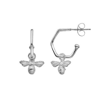 Bumble Bee Hoop Earrings Solid Sterling Silver 925 Hallmarked Hoops