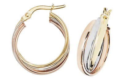 Gold Hoop Creole Earrings Hallmark Rose Yellow & White Gold Hoop Earrings 15mm
