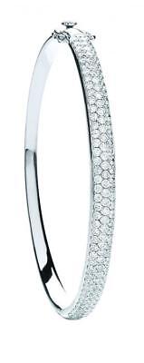 18ct White Gold 3.15ct Pave Set Diamond Bangle
