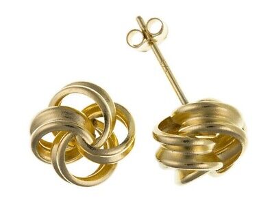 Yellow Gold Knot Stud Earrings Solid 9 Carat Studs 9mm British Made