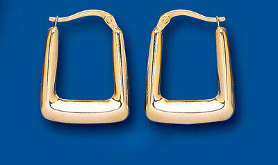 Hoop Earrings Yellow Gold Hoops Handbag Square Creole Hallmarked