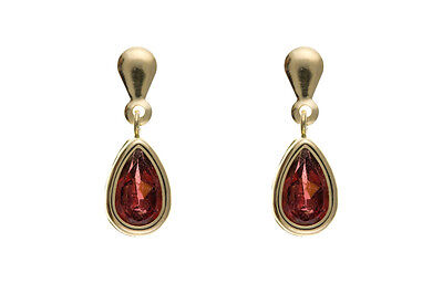 Garnet Pendant and Earrings Set Yellow Gold Solid Hallmarked