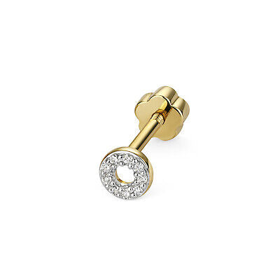 Diamond Circle Cartilage Stud Ear Yellow Gold Premium Diamond 0.03ct