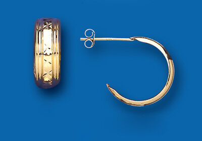 Hoop earrings Yellow Gold Wedding Band Ring Creole Hoops Hallmarked