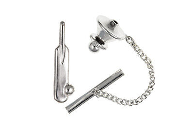 Tie Tack Cricket Bat and Ball Sterling Silver 925 Hallmark