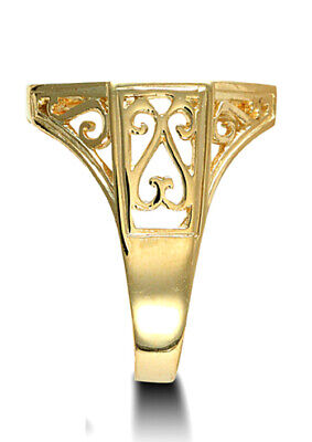 St George Ring Solid 9 Carat Yellow Gold Hexagonal British Made Hallmarked