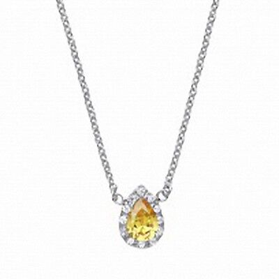 Yellow Sapphire Silver Necklace Sparkling Gemset Pendant 925 Hallmark