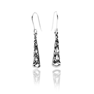 Celtic Long Trinity Earrings Drop Sterling Silver 925 Hallmarked Drops