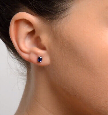 Sapphire Pendant and Earrings Set Classic Solitaire 9ct White Gold Hallmarked