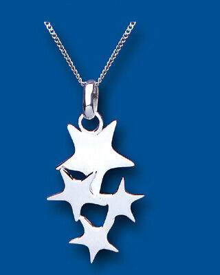 Silver Multi Star Pendant and Earrings Set Solid Sterling Silver 925 16 - 18"