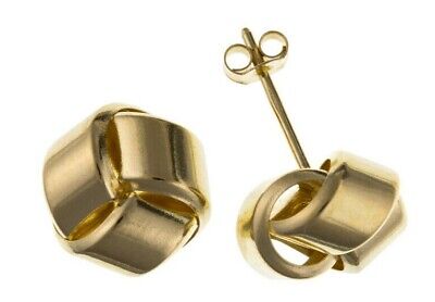 Yellow Gold Knot Stud Earrings Solid 9 Carat Studs 9mm British Made