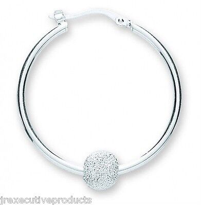 Silver Hoop Earrings Creole Sterling Silver 30mm Glitterball Hoops