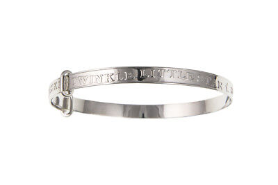 Solid Silver Childrens Bangle Twinkle Twinkle Little Star Age 7 to 13 years