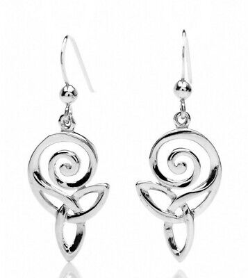 Spiral Trinity Drop Earrings Sterling Silver 925 Hallmarked Drops