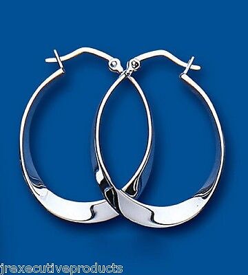 Hoop Earrings Creole Silver  Oval Hoops 32 x 25mm Sterling Silver