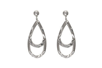 Silver Diamond Cut Drops Earrings Drop 925 Hallmark