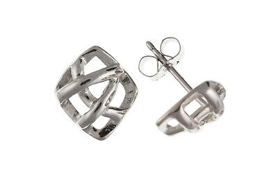 White Gold Celtic Stud Earrings Solid 9 Carat Studs British Made