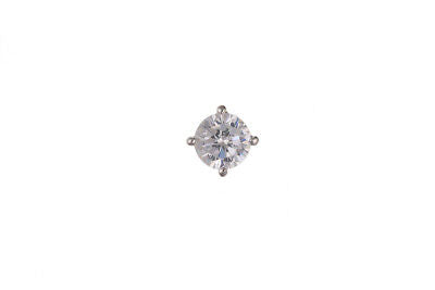 Men's Earring 1 carat Round Solitaire Stud Earring 9 Carat White Gold Earring