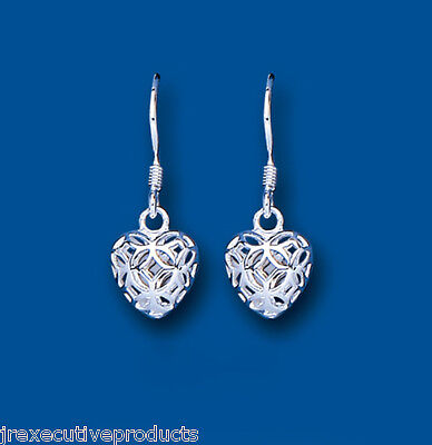 Silver Filigree Heart Earrings Drop Drops 925 Hallmark